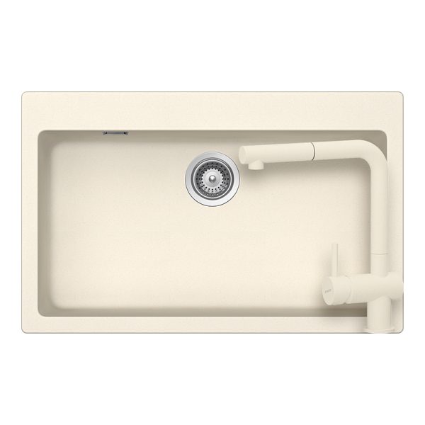 Set Chiuveta Granit Schock Signus N-100XL + Baterie Schock Epos cu Dus Extractibil Magnolia Cristadur